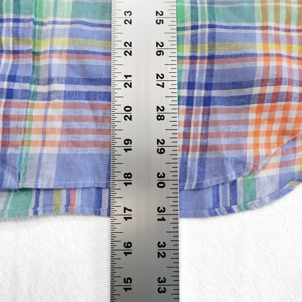 RALPH LAUREN Men's SP 100% Linen Madras Long Sleeve Button Down Dress Shirt - Picture 7 of 7